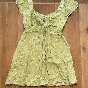 Lush Pale Green Floral Waistband Mini Dress